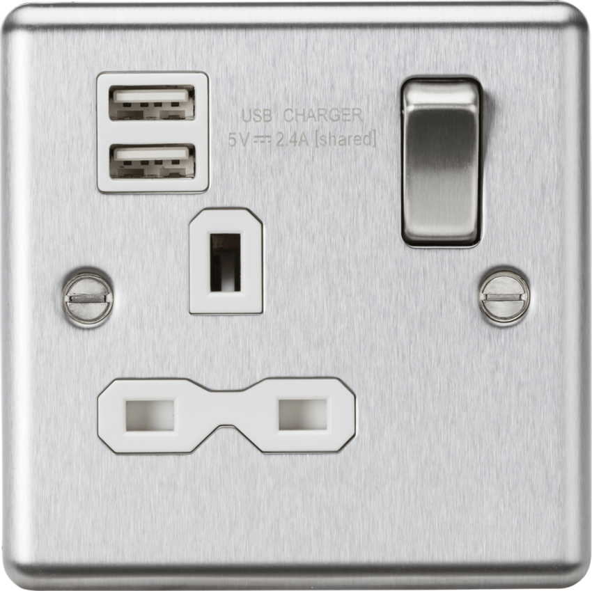 Knightsbridge CL9124BCW 13A 1G Switched Socket Dual USB Charger BC ...